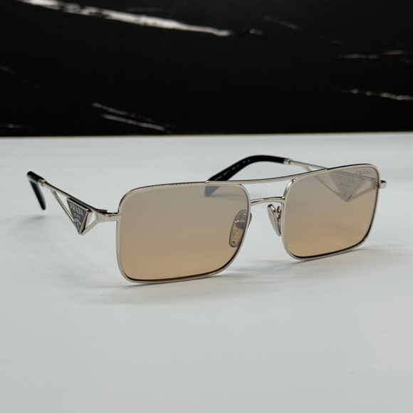 NEW PR A52S 1BC8J1 PRADA SILVER BEIGE SQUARE SPR A52 1BC8J1 WOMEN SUNGLASSES - Picture 5 of 12